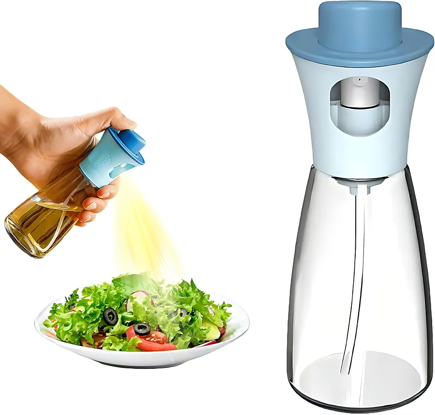 Oil Sprayer for Cooking, Olive Oil Spray Bottle, 170ml/ 5.9oz Glass Olive Oil and Vinegar Mister for Kitchen, Oil Dispenser for BBQ, Baking, Air Fryer, salad, Roasting, Picnic, Outdoor Camping(blue)