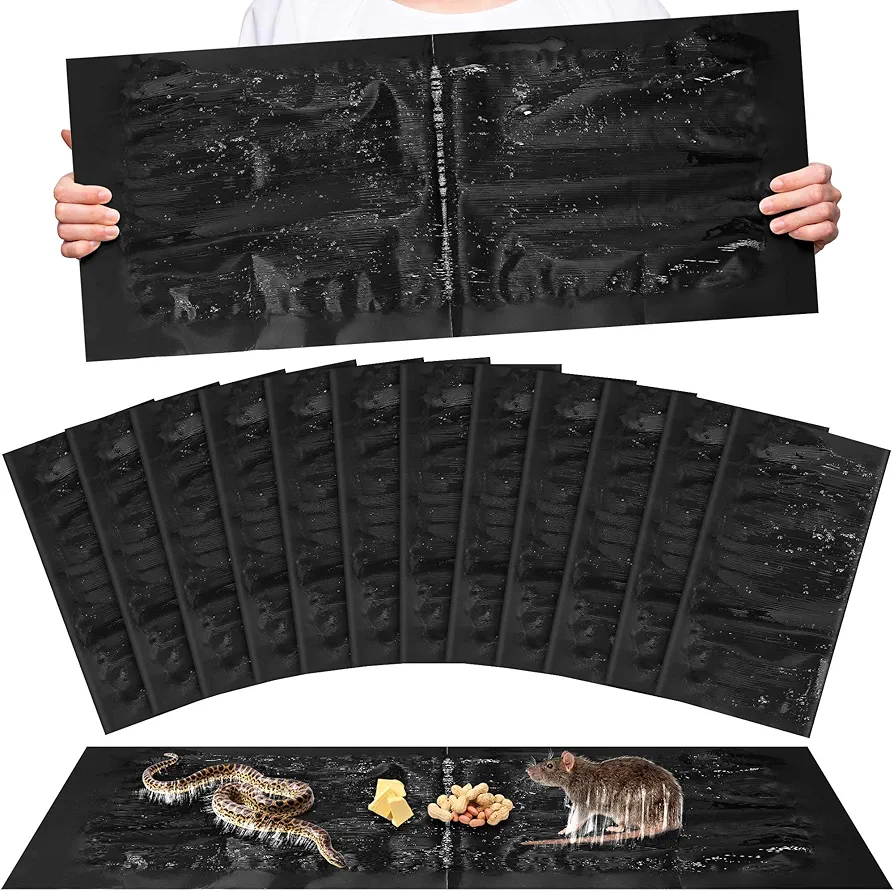 12 Pack Large Super Sticky Rat Glue Traps, Mouse Glue Traps, Mouse Sticky Trap, Mice Traps, Snake Traps, Rat Snake Sticky Traps for Home Outdoor Indoor Restaurant Office (26" x 11")