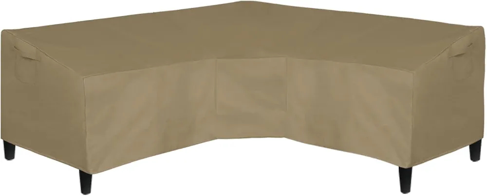 Easy-Going Patio V-Shaped Sectional Sofa Cover, Waterproof Outdoor Sectional Cover,Heavy Duty Garden Furniture Cover with Air Vent 89" L (on Each Side) x 33.5" D x 31" H, Camel