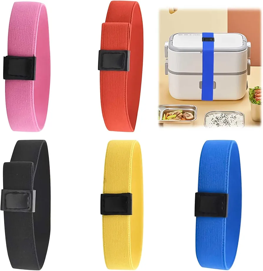 5Pcs Adjustable Bento Box Elastic Belt,Elastic Bento Straps,Lunch Box Straps Lunch Box Fixing Bands,Lunch Box Elastic Bands Lunch Container Sealing Straps for School Camping Office