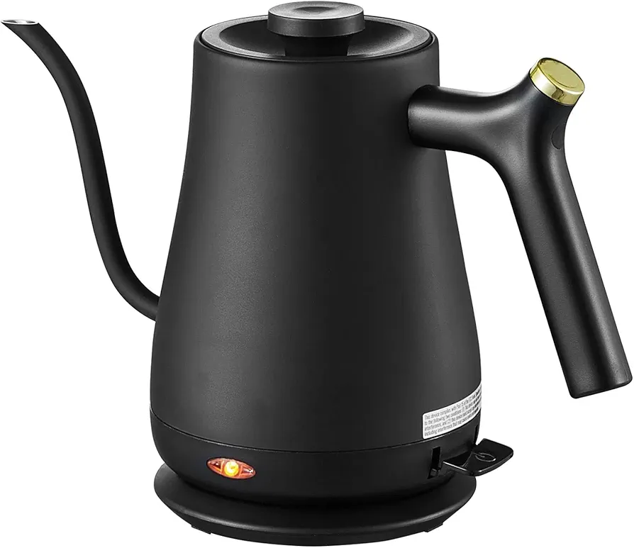 Electric Kettle, 1L 1200W Electric Gooseneck Kettle, Fast Heating Pour Over Coffee Tea Kettle, 304 Food Grade Stainless Steel Hot Water Boiler Heater with Auto Shut-off, Boil-Dry Protection