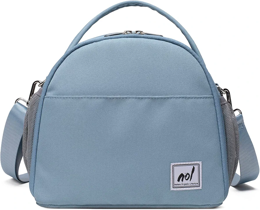 Lunch Bag Insulated Cooler Bag for Women Nylon Waterproof Lightweight Lunch Box Organiser (Dusty blue)