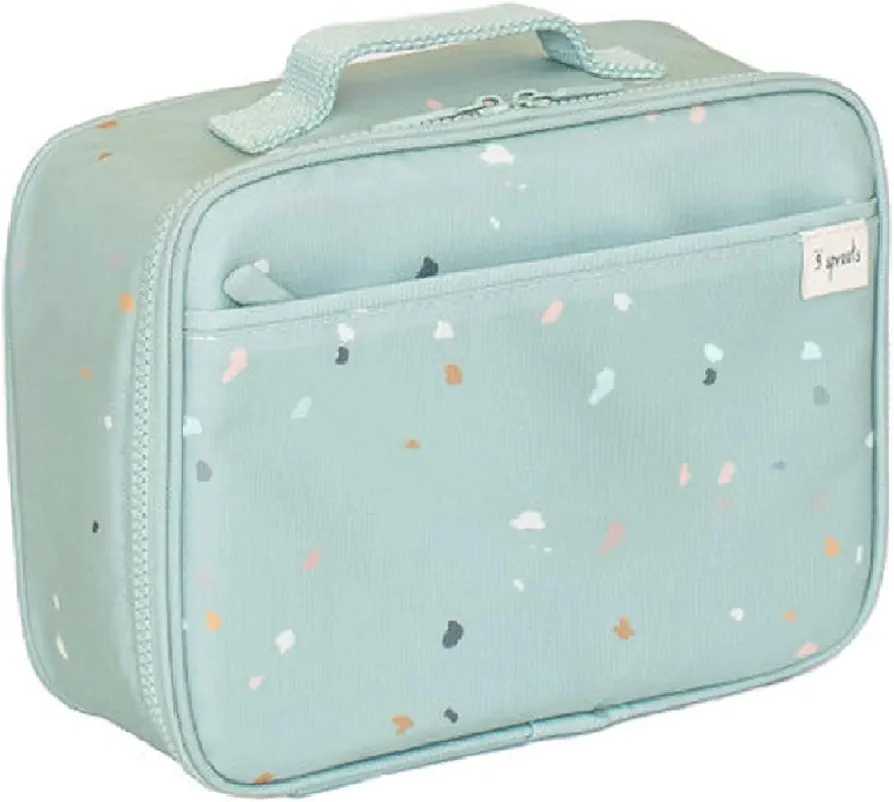 3 Sprouts Lunch Bag for Kids, Boys & Girls – Insulated Lunch Box for Boys and Girls – Perfect for School and Travel - Loncheras Para Niños y Niñas - Terrazzo Green