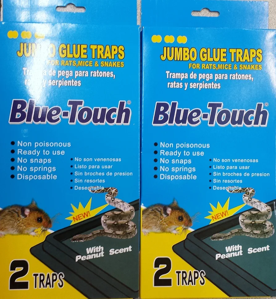 2 Packs of 2 Blue-Touch Jumbo Rat, Mice, and Snake Traps Total 4 Traps)