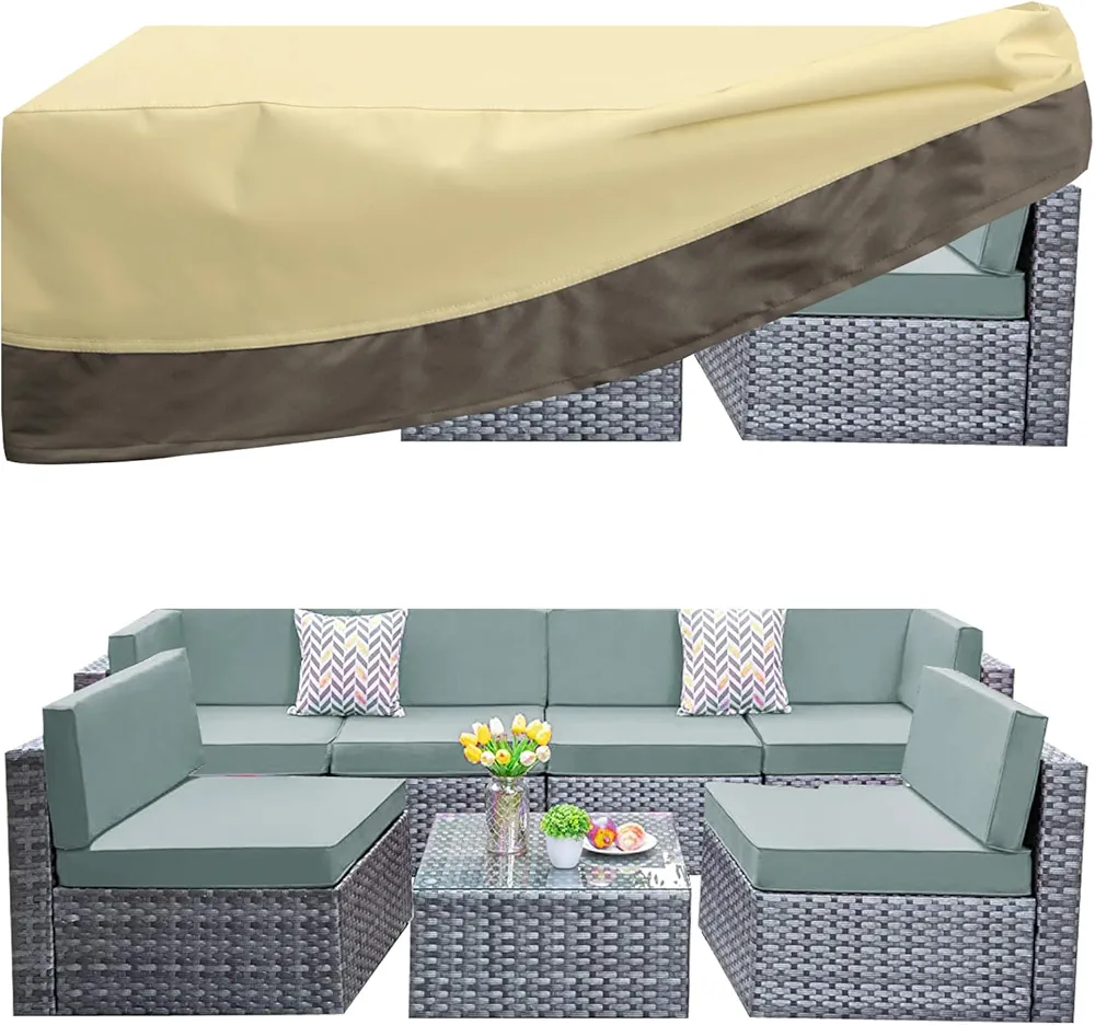 PureFit Patio Furniture Covers, Outdoor Table Furniture Cover Waterproof Canvas Rectangle, 650D Patio Covers for Outdoor Furniture, Lawn, Deck, Backyard, Anti-fade & Tear Resistant, 90"L x 64"W x 28"H