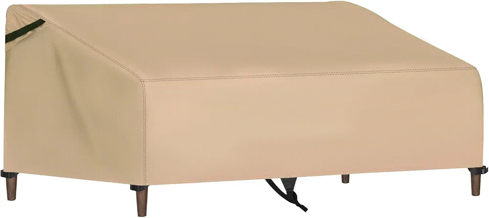 NEVERLAND Outdoor Couch Cover Waterproof, 420D Patio Outdoor Sofa Loveseat Furniture Cover with Air Vent and Handles Fits up to 60"W×34"D×30"H Golden
