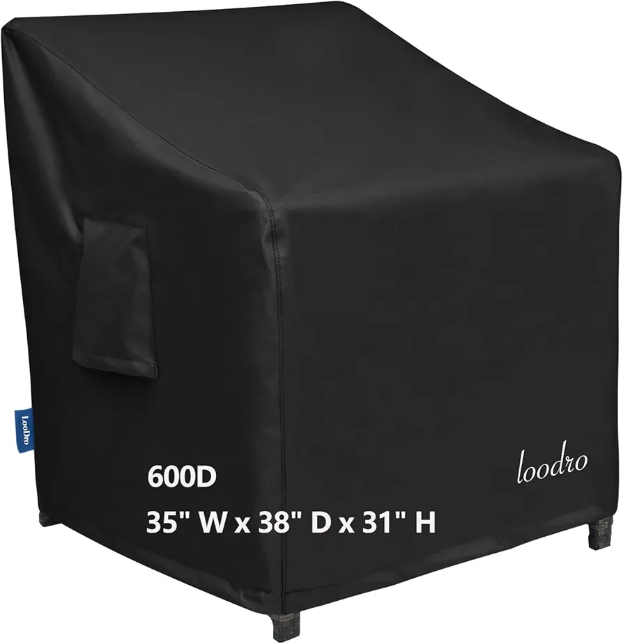 Patio Furniture Covers, Large Covers for Lounge Lawn Deep Seat Black, Heavy Duty Oxford Cloth Outdoor Lawn Patio Furniture Covers -35" W x 38" D x 31" H