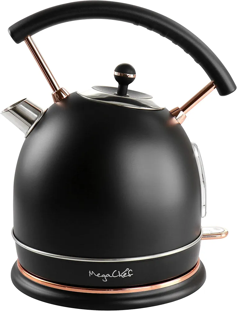 MegaChef 1.8 Liter Half Circle Electric Tea Kettle in Matte Black