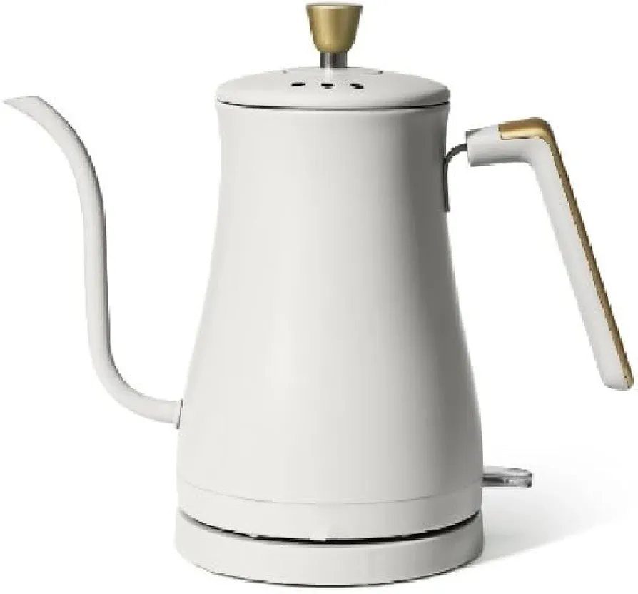 1-Liter Electric Gooseneck Kettle 1200 W, White Icing by Drew Barrymore,