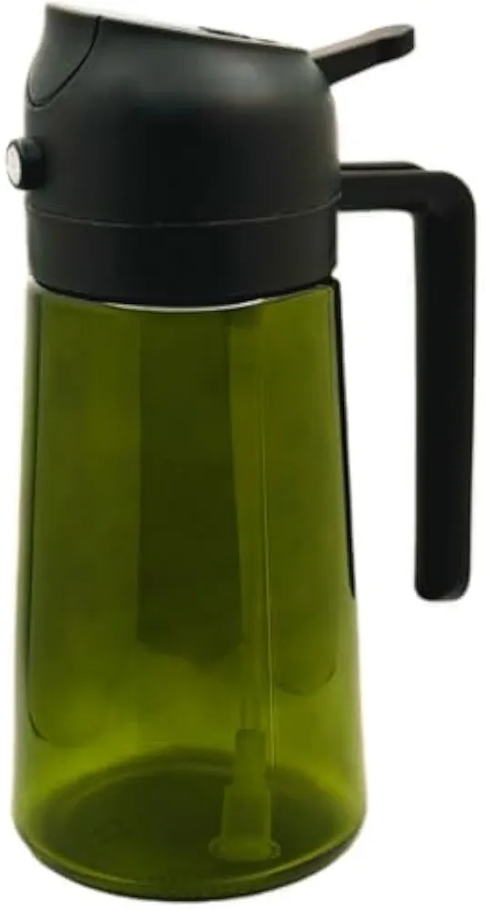 Kitchen 2 In 1 Oil Dispenser, 16oz Olive Oil Dispenser Bottle for Kitchen - 2 in 1 Oil Dispenser and Oil Sprayer for Cooking, Air Fryer, Salad, BPA-Free 470ml Olive Oil Sprayer (Olive)