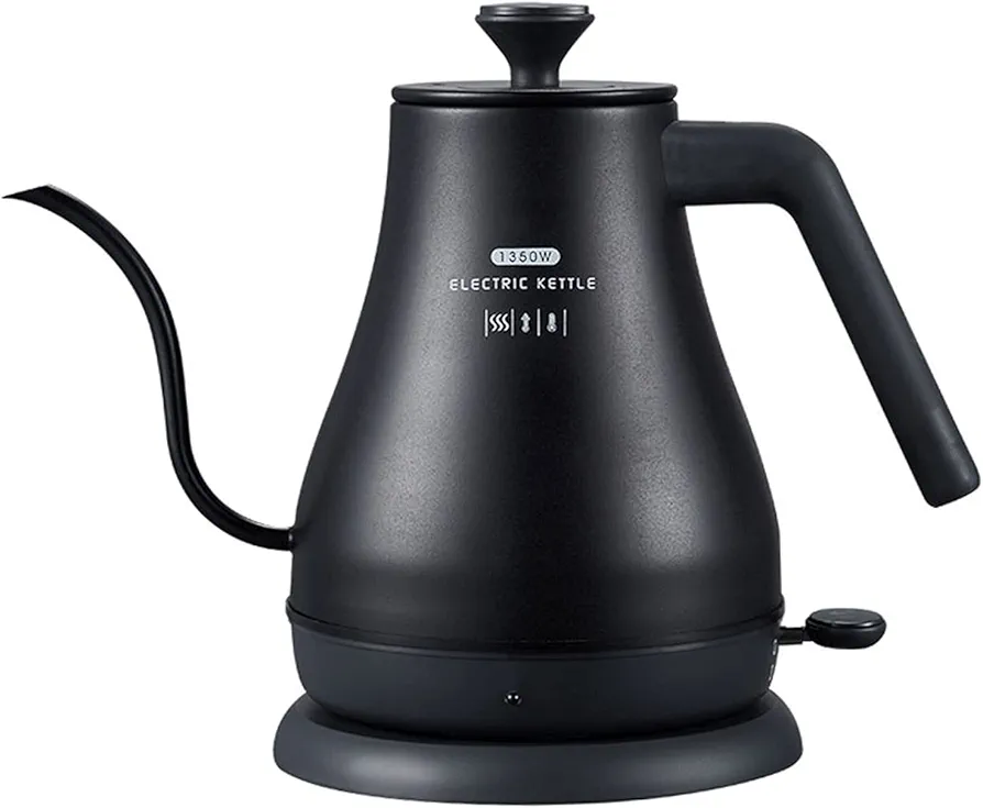 Electric Kettles for Boiling Water 1. 2L Gooseneck Electric Kettle Tea Coffee Thermo Pot Appliances Kitchen Smart Quick Heating Boiling for Coffee and Tea (Color : Black) (Black)