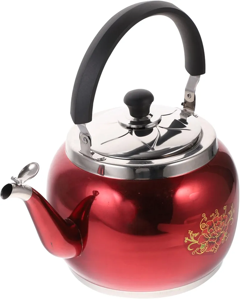 Buzzing Kettle Toaster Whitw Kettles Electric Commercial Water Boiler Outdoor Hob Control Kettle with Water Filter Temp Water Jugs Practical Whistling Kettle Red Stainless Steel