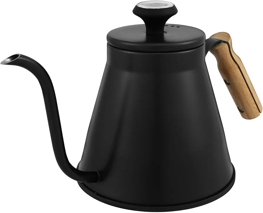 Electric Kettle with thermometer,Handled Hot Water Kettle,Versatile Rust-Resistance Coffee kettle,304 Stainless Steel, Quick Heating, for Pour Over Coffee, Brew Tea, Boil Hot Water(black)