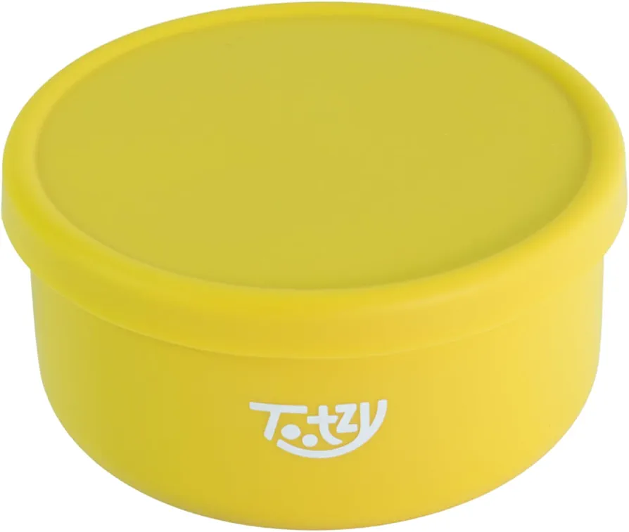 Premium Round Silicone Bento Box 24 oz. (1pc) - Microwave, Dishwasher Safe, Reusable & BPA-Free Lunch Container, Perfect for Outdoors, Office,Choose from 4 Colors (Yellow)