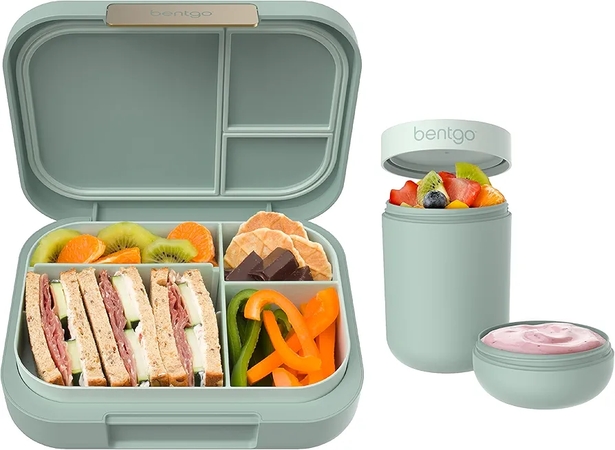 Bentgo® Modern Bento-Style Lunch Box Set With Reusable Snack Cup (Mint Green)