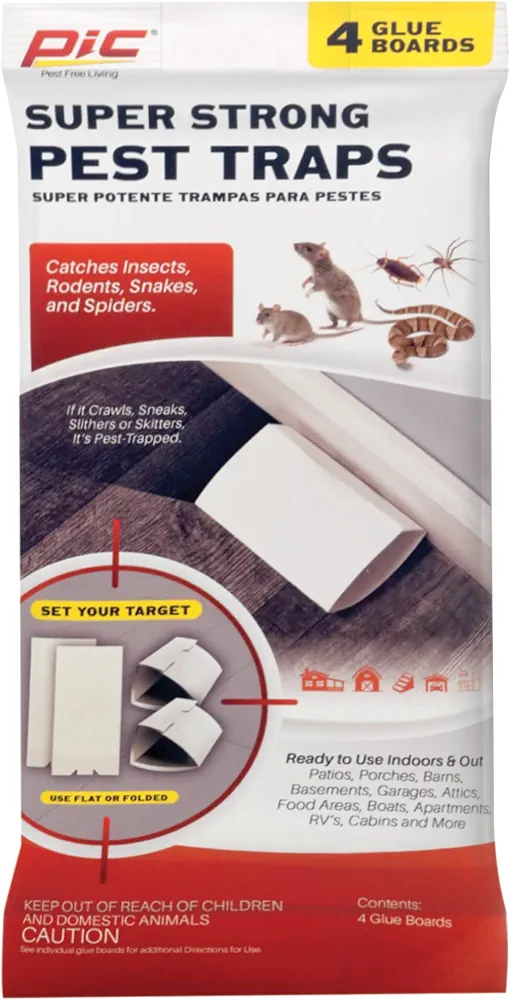 PIC GPT-4 Glue Pest Trap for Spider and Snake, 4-Pack