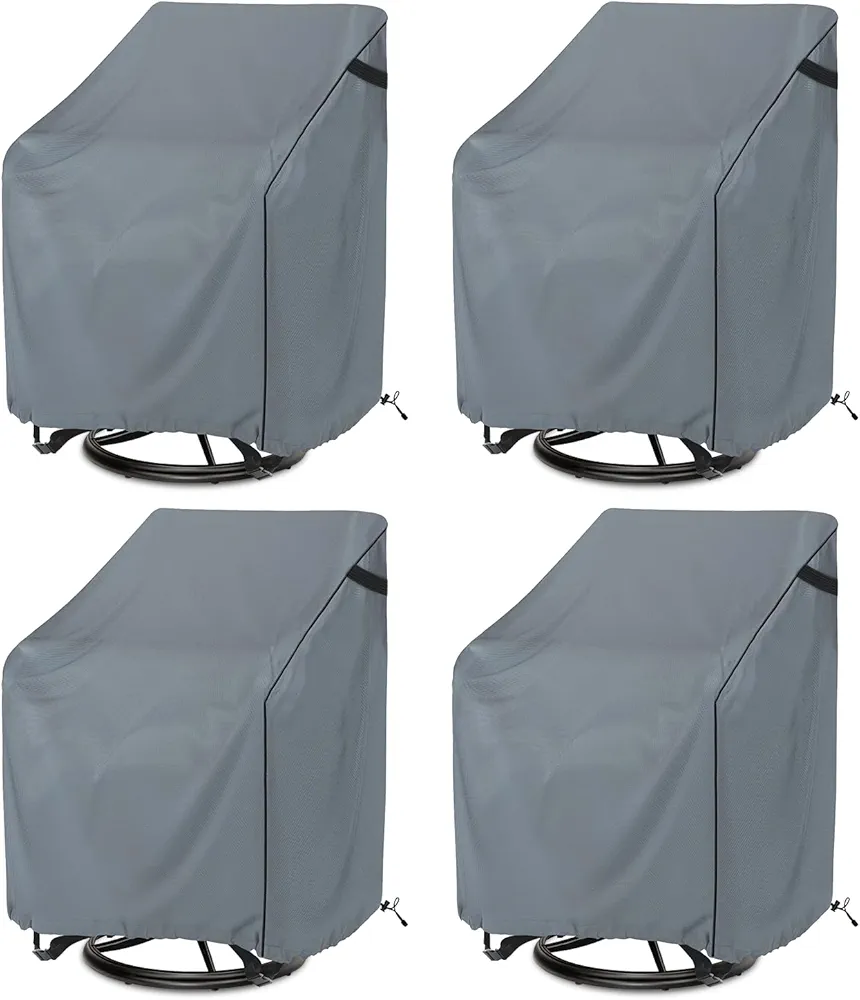 Furniture Covers Chair Covers Waterproof Outdoor Furniture Swivel Recliner Rocking Lounge Deep Seat Cover, Fits up to39.25" W x 37.5" D x 38.5" H, 4 Pack, Grey