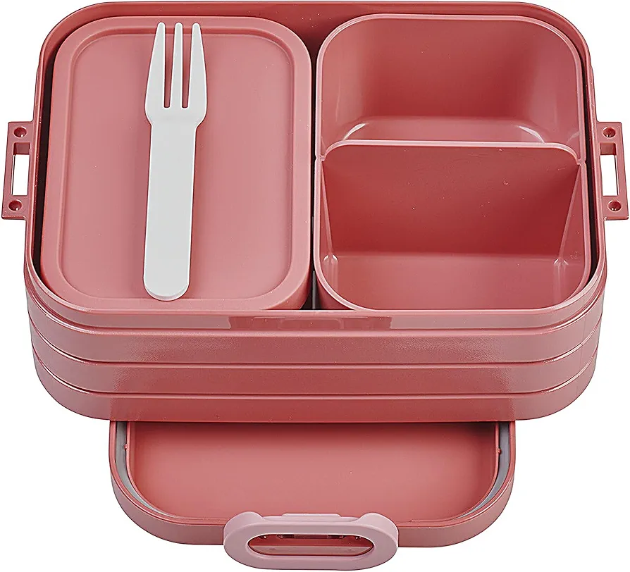 Mepal Bento Box Midi - Lunch Box With Bento Box - For 2 Sandwiches or 4 Slices of Bread - Lunch Box For Sandwiches, Small Snacks & Left Overs - Lunch Box Adults - Vivid mauve
