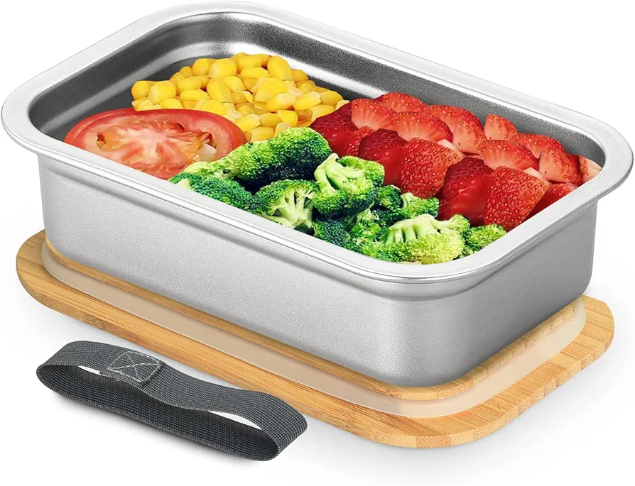 Stainless Steel Lunch Box - 13oz Easy Open Bento Box, Dishwasher Safe Bento Lunch Box, Lunch Container with Silicone Ring for Snacks, Fruit