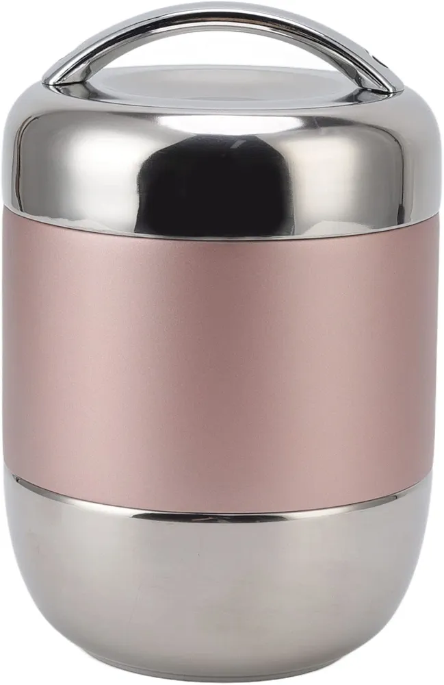 1.5L Thermal Food Container, Stainless Steel Round Bento Lunch Box, Multi Layer Spill Proof Insulated Lunch Containers with Sealing Cover for Camping, Office, Workers, (Ordinary