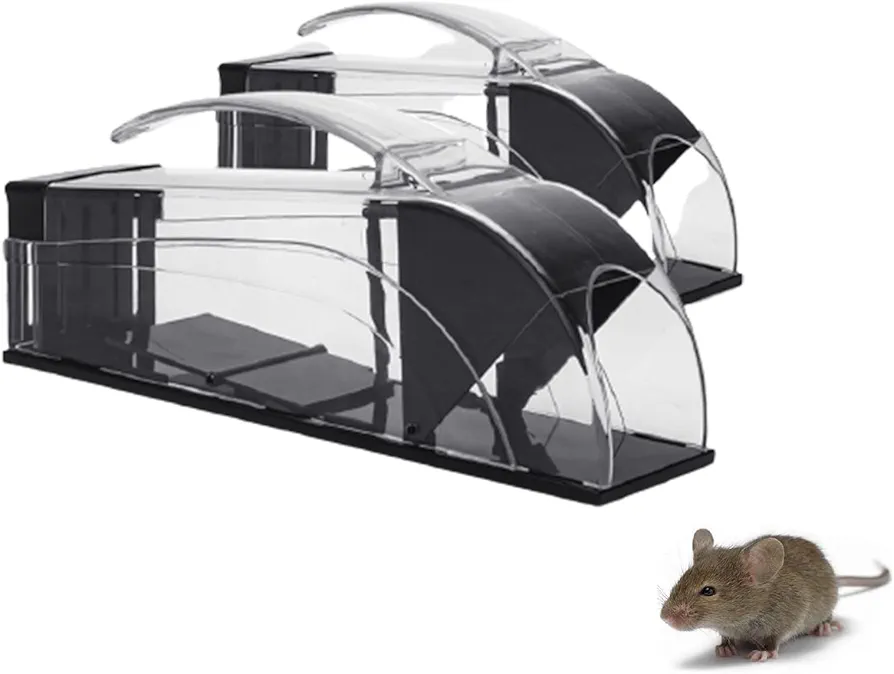 Humane Mouse Traps No Kill,Live Mouse Trap, Reusable Mice Trap Catch for Indoor and Outdoor,True Zero Touch and Easy to Set, Kids/Pets Safe(Color:2 Pack)
