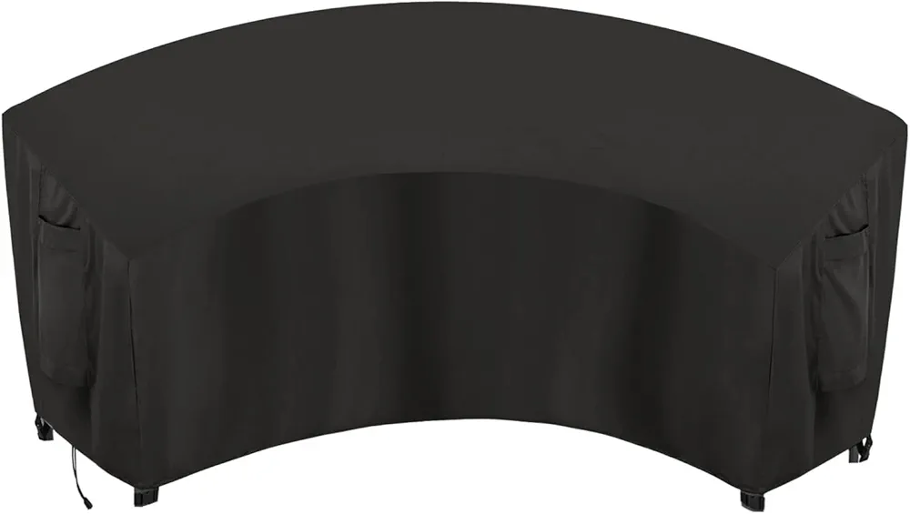 OutdoorLines Waterproof Curved Outdoor Sectional Cover - UV Resistant Windproof Patio Sectional Sofa Covers for Deck, Lawn and Backyard, Heavy Duty Furniture Covers (90Lx34Dx32Hx46FL, Black)