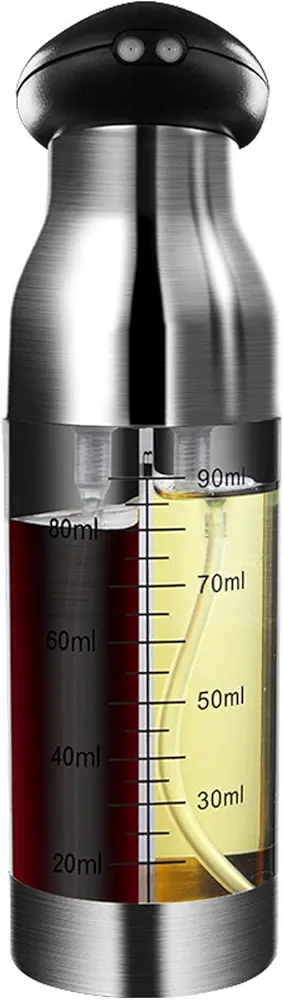 TINMIX Oil Sprayer for Cooking, Double-Spout Nozzle Olive Oil Sprayer & Vinegar Mister, Dual-Purpose Sprayer for Salad, BBQ, Kitchen Baking
