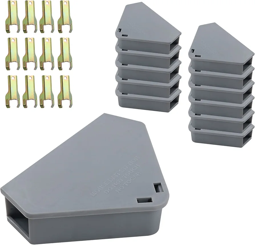 Mouse Station with Keys Grey 12 Pack, Key Required Mouse Stations, Mice Stations, Keeps Children and Pets Safe Indoor & Outdoor
