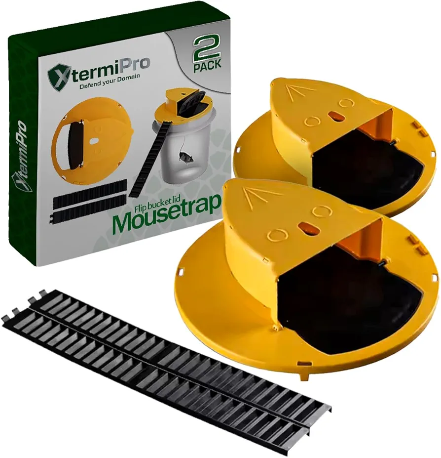 Bucket Mouse Trap - 2 Pack | Bucket Trap for Mice and Rats | Multi Catch | Auto Reset 5 Gallon Bucket Mouse Trap | Mouse Traps Bucket for Indoor and Outdoor Use | Reusable Bucket Mouse Trap Lid