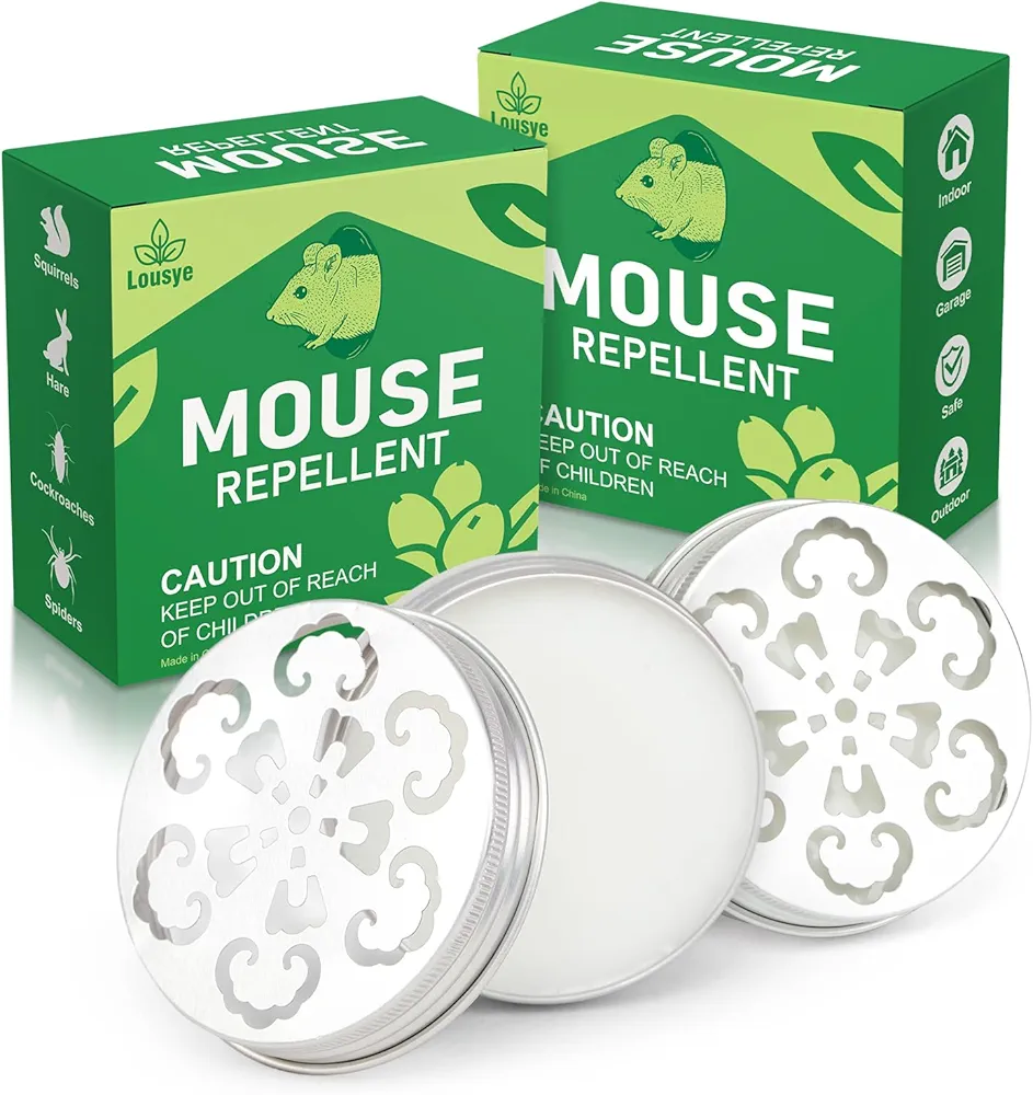Rodent Repellent for Car Engines, Mighty Peppermint Oil to Repel Mice and Rats,Environmentally Friendly and Humane Mouse Trap for Car Engines,House,Pest Control for Indoor (White-2 Packs)
