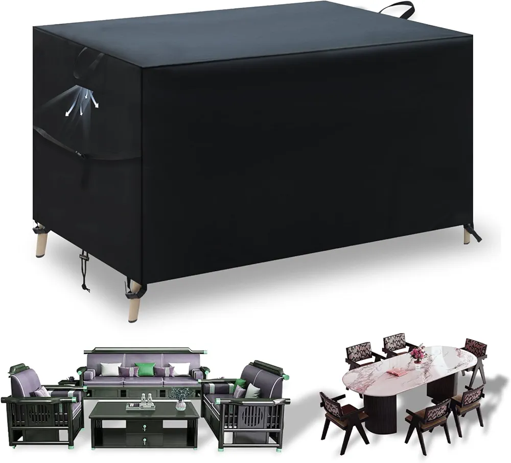 Outdoor Couch Cover Waterproof, Tear-Resistant Patio Furniture Cover With Air Vent,Table and Chair Set Cover with Upgraded Fastener Windproof Buckle Straps 420D Oxford Fabric (63 * 39 * 29 IN)