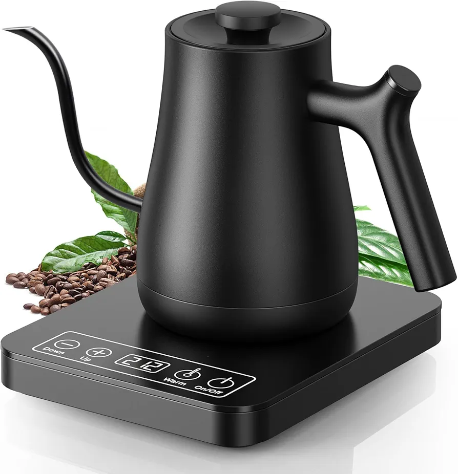 Gooseneck Electric Kettle with Temperature Control, Large LCD Screen, Rapid Boiling, Perfect for Pour-Over Coffee & Tea, Anti-Dry Protection, Stainless Steel Inner Water Boiler, 4-Hour Keep Warm