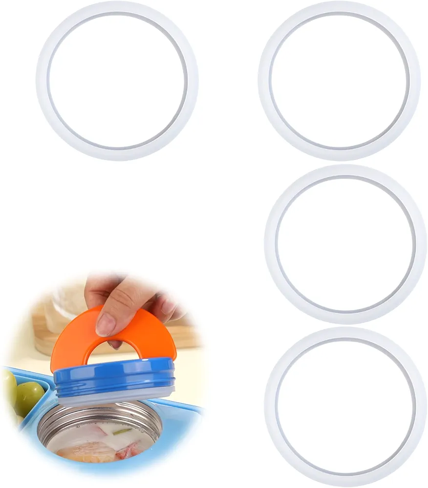 4pcs Lunch Box Insulation Jar Gasket for Bento, 2.5x2.5x0.24in Food Container Silicone Ring Lid Gasket No BPA Container Gasket Seal for Bento Lunch Box(Transparent)