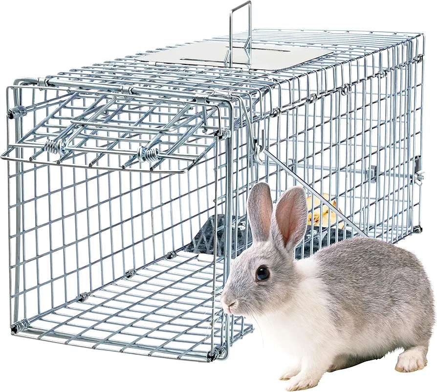 Humane Rat Trap Cage Live Rat Traps Humane Cat Traps Catch Release Live Animal Rodent Cage Collapsible Galvanized Wire for Rabbit Small Groundhogs Squirrel Mole Gopher Mice Chipmunk-24X8X7.2In