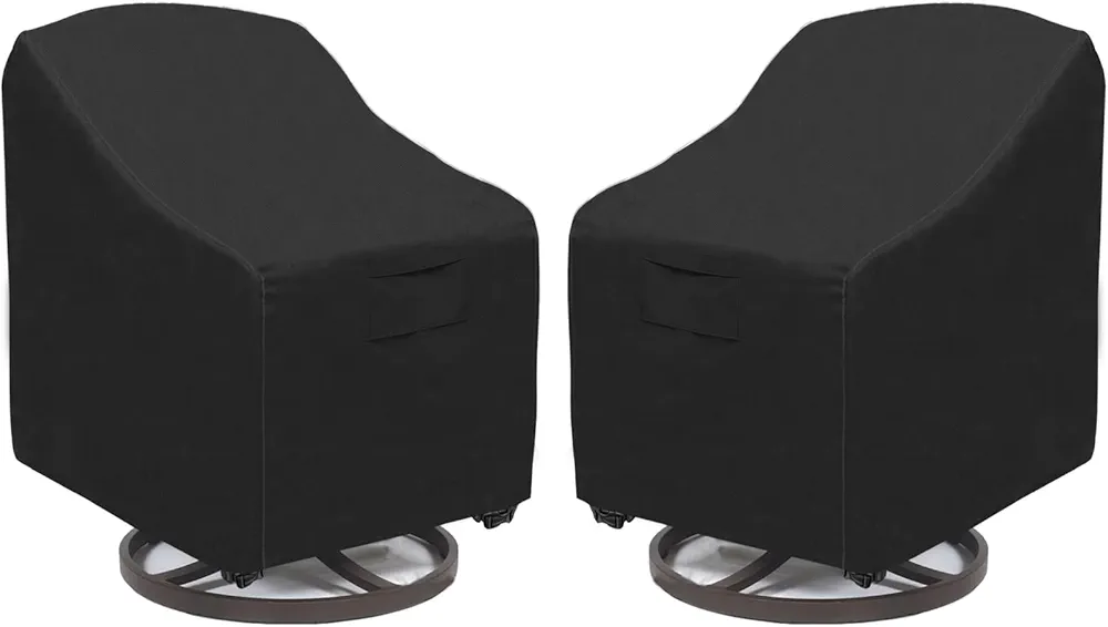 Outdoor Swivel Lounge Chair Cover 2 Pack,100% Waterproof Heavy Duty Patio Chair Covers, UV & Tear Resistant (37.5 W x 39.25 D x 38.5 H inches) patio furniture covers 2-Pack Black