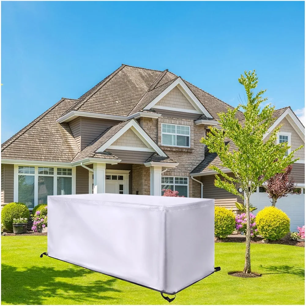 Waterproof Furniture Covers Outdoor 106.3x39.4x27.6inch/LxWxH Outdoor Sectional Sofa Cover Patio Furniture Cover for Sectional Sofa, Table & Chairs, Rectangle Table Cover for Lawn, Backyard Silver