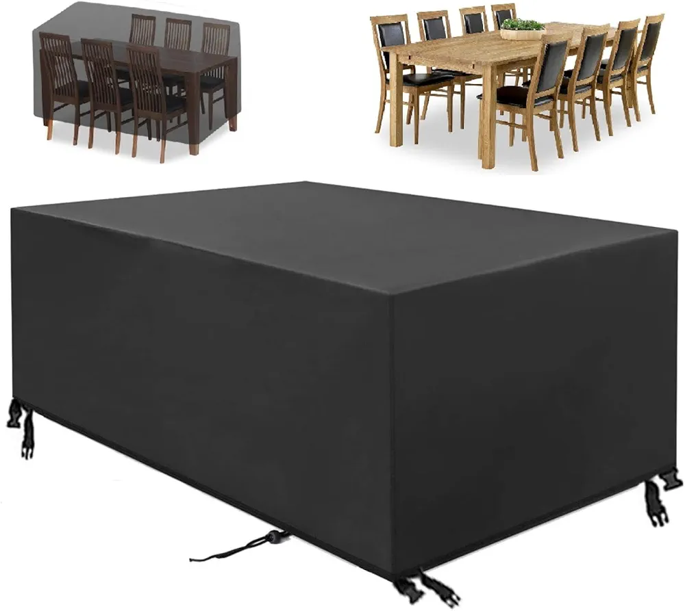 Patio Furniture Cover Waterproof-Outdoor Furniture Cover 124x39x31in /LxWxH Heavy Duty 420D，Patio Table Cover/Outside Table Cover Weather Proof Garden Furniture Cover for Patio, Lawn & Garden-Black