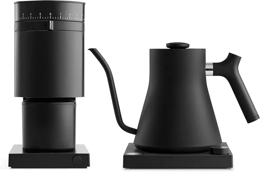 Fellow Stagg EKG Electric Gooseneck Kettle and Opus Burr Coffee Grinder Bundle Matte Black - Pour-Over Coffee and Tea Kettle-Stainless Steel Kettle Water Boiler-All Purpose Coffee Grinder Electric