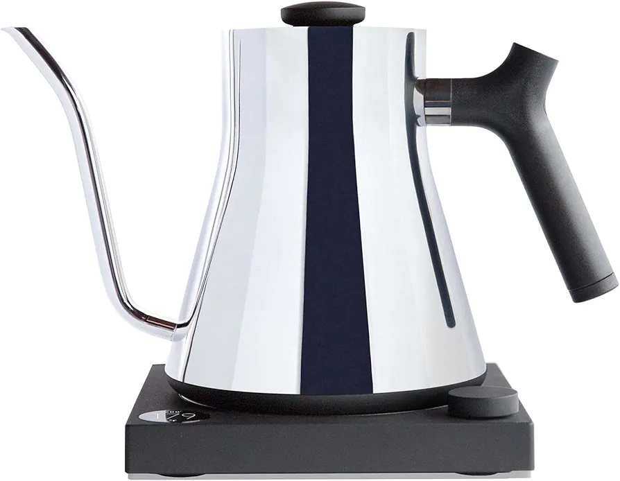 Fellow Stagg EKG Electric Gooseneck Kettle - Pour-Over Coffee and Tea Kettle - Stainless Steel Kettle Water Boiler - Quick Heating Electric Kettles for Boiling Water - Polished Steel