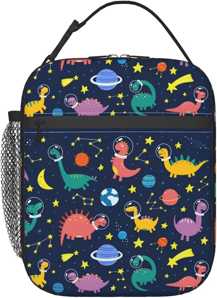 Space Dinosaur Bento Lunch Box Kid Lunch Bag,Lunch Boxes Boy Lunch Box Insulated Cute Lunch Bags for Girl,Easy-To-Clean School Lunchbox lonchera Portable Lunch Tote Bag for Work/Picnic