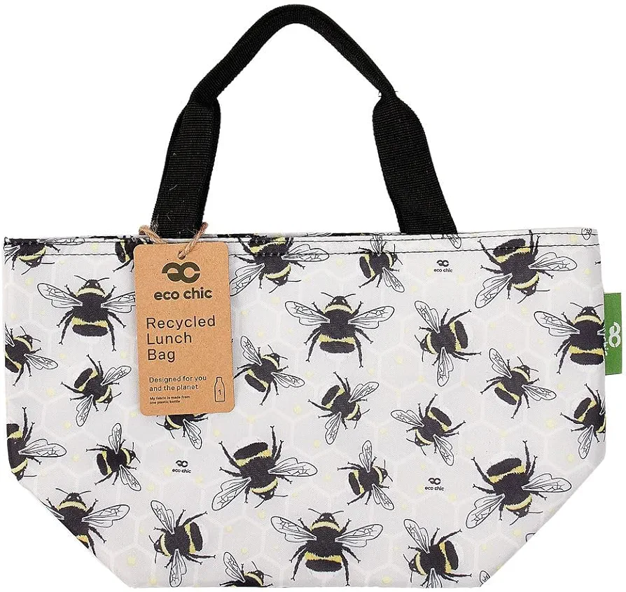 ECO CHIC Insulated Lunch Bag - Small, Reusable Office Lunch Bag for Women & Men - Waterproof Recycled Food Bag Perfect for Daily Lunch Choices - Durable Cooler Lunch Tote in Cute Colorful Designs
