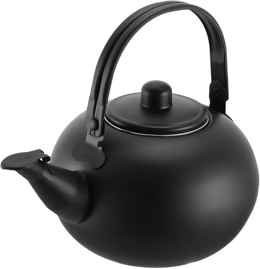 Pot Tea Kettle Household Water Boiling Kettle Water Heating Kettle Water Jug Whistles Coffee Kettle Insulated Flat Household Teakettle Thicken Water Kettle Stainless Steel Black