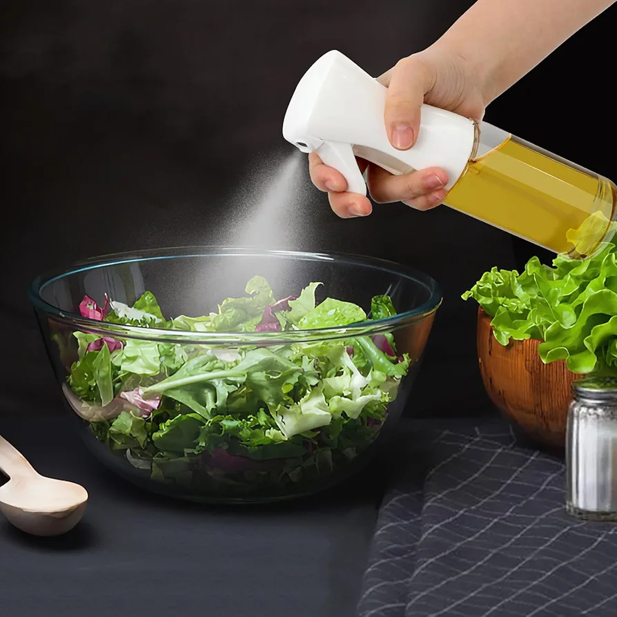 Oil Sprayer for Air Fryer Olive Oil Dispenser Bottle Sprayer for Cooking Accessories, Oil Mister Spray Glass Bottle for Air Fryer, Salad, Baking, Frying, BBQ,Roasting 200ml
