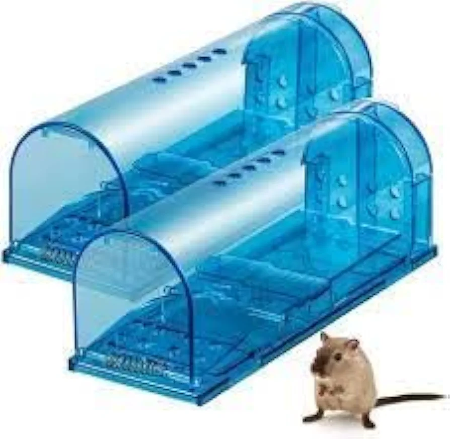 PestSimple Humane Mouse Trap. Catch and Release. No Kill. 2 Pack, Blue/Brown