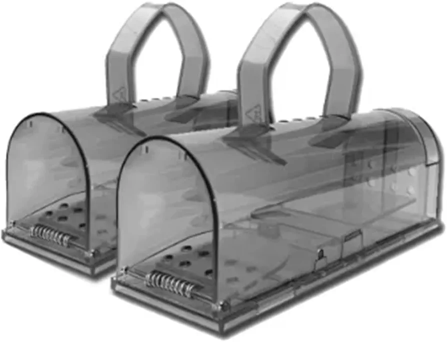 Rat Traps,Mouse Catcher Smart Self-Locking Mousetrap Safe Firm Transparent Household Mouse Cage Reusable (Color : Light Grey)