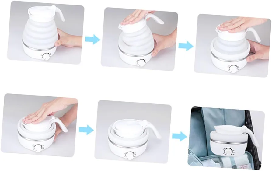 TIDTALEO Silicone Kettle Stainless Kettle Folding Kettle Electric+kettle Eletric Tea Kettle Hiking Kettle Home Kettle Electrical Kettle Travel Kettle 700ml 850w Kettle 100- Kettle White