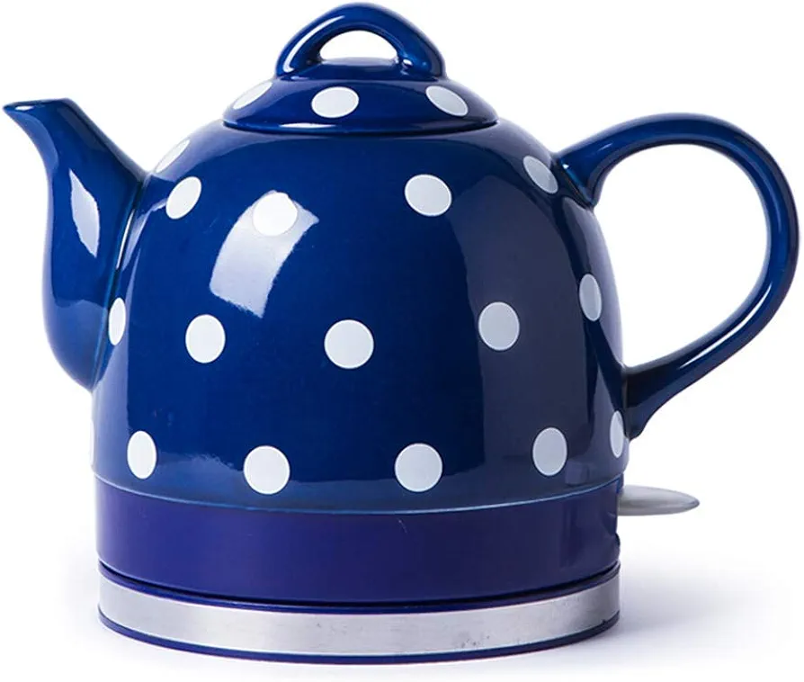 Ceramic Electric Kettle Cordless Water Teapot Teapot-Retro 1.0L Jug 1000W Water Fast for Tea Coffee Soup Oatmeal-Removable Base Automatic Power Off,Boil Dry Protection