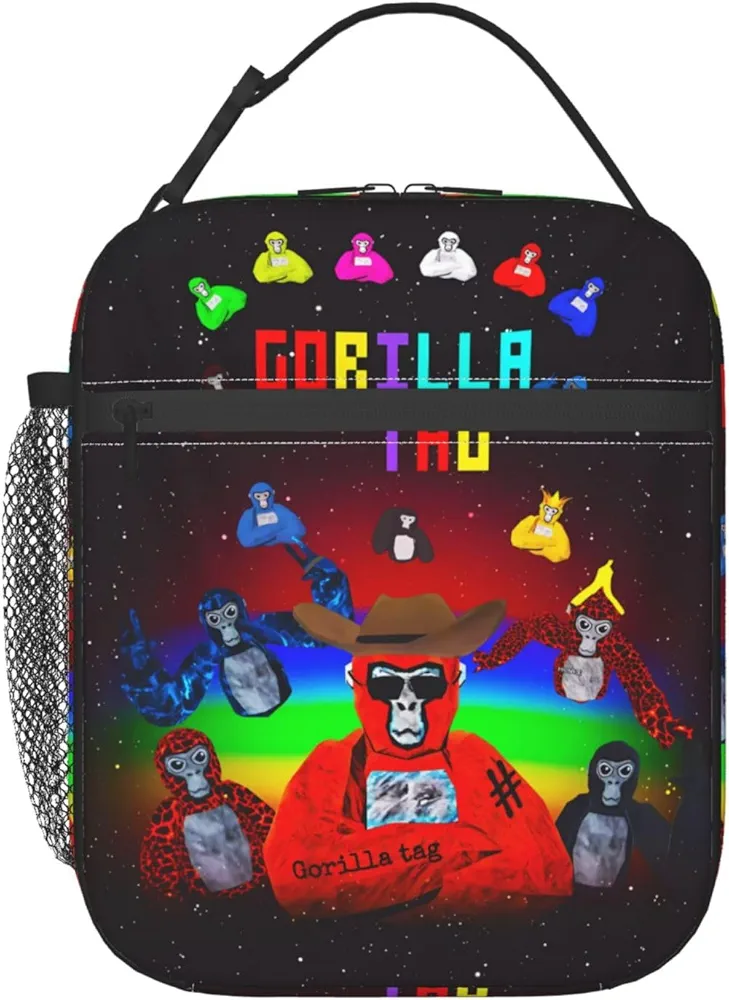 Lunch Bag Gorilla Anime Tag Cute Lunch Box Portable Insulated Lunch Tote Waterproof Reusable Bento Box for Work Picnic Office Gift