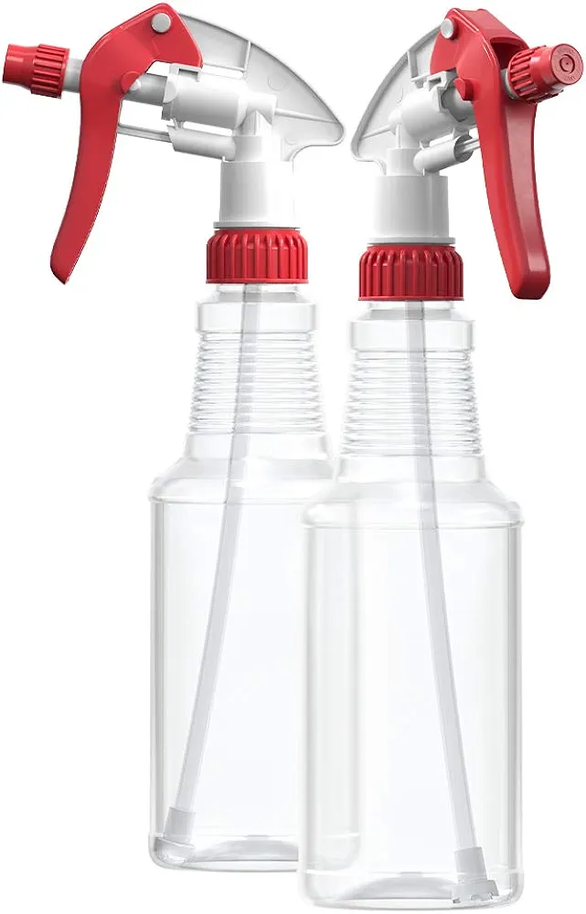 Bar5F Empty Plastic Spray Bottles 16-Ounce BPA-Free Food Grade Crystal Clear M-Series Fully Adjustable Sprayer (not for oil), 2-Pack