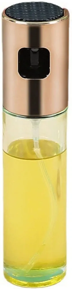Oil Spray Bottle,Olive Oil Sprayer for Cooking,100ml High Sealing Stainless Steel Glass Olive Oil Sprayer for Salad, BBQ, Kitchen Baking, Roasting (Gold)